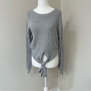 Girls Hollister Gray Tie-Front Sweater